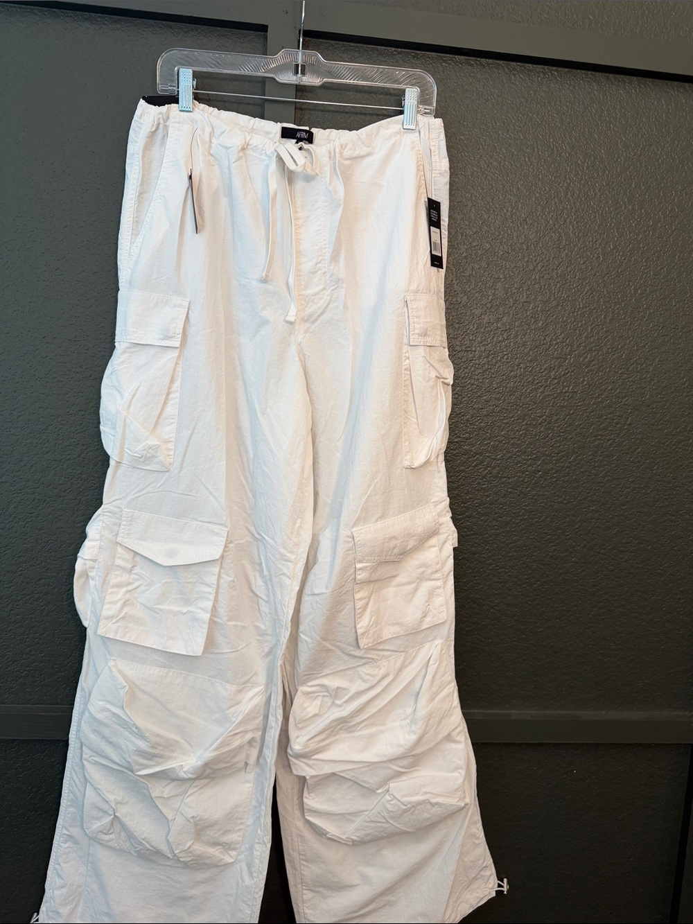 AFRM Women’s White Cargo Etienne Pants, Sz L NWT
